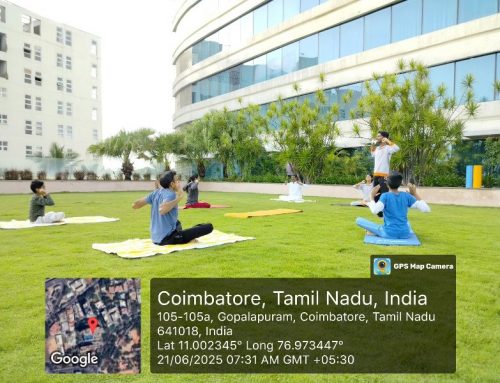JSS INYS had the privilege of hosting a serene yoga session for the esteemed guests of Vivanta by Taj, Race Course, Coimbatore, on the occasion of International Day of Yoga