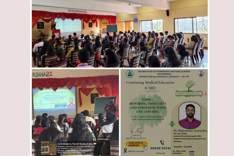 JSS Institution of Naturopathy & Yogic Sciences successfully conducted VIDARSHANA 2.1 – CME on “Therapeutic Change through Structured CBT and DBT” on 7 March 2026
